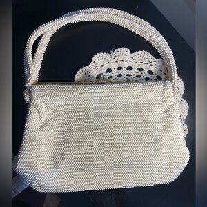 1960s Elegant Cream MicroBeaded Handbag